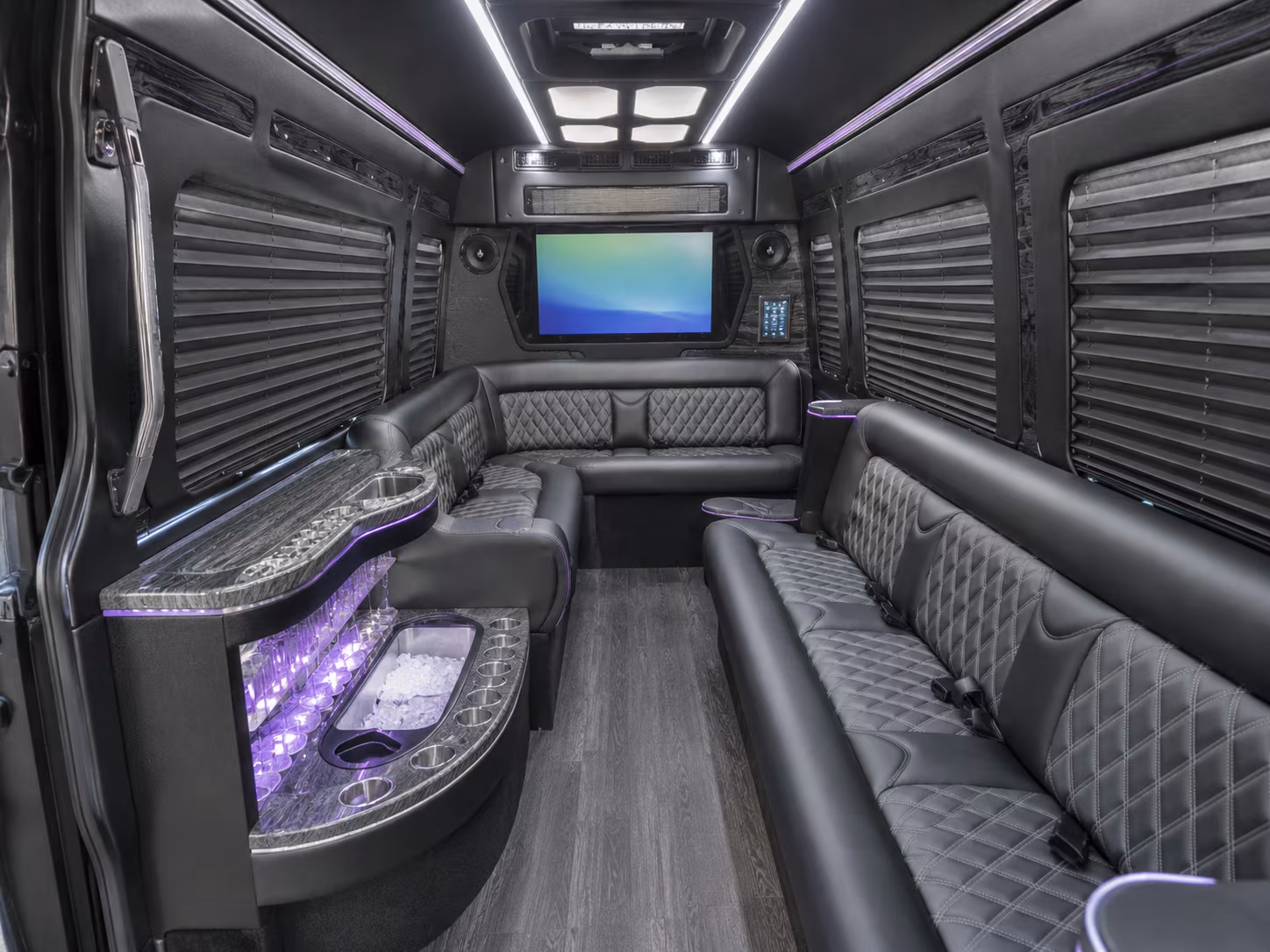wyoming 18 passenger party bus inside