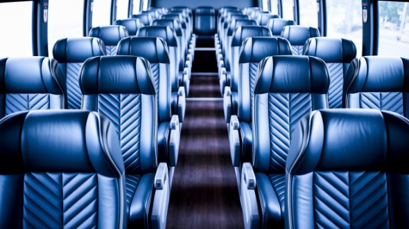 50 passenger charter bus inside troy