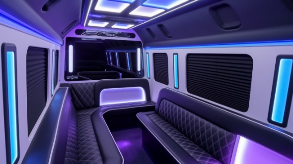 party bus rental interior troy